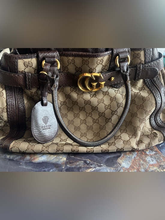 Gucci Handbags - Gucci Beige GG Canvas Shoulder Bag